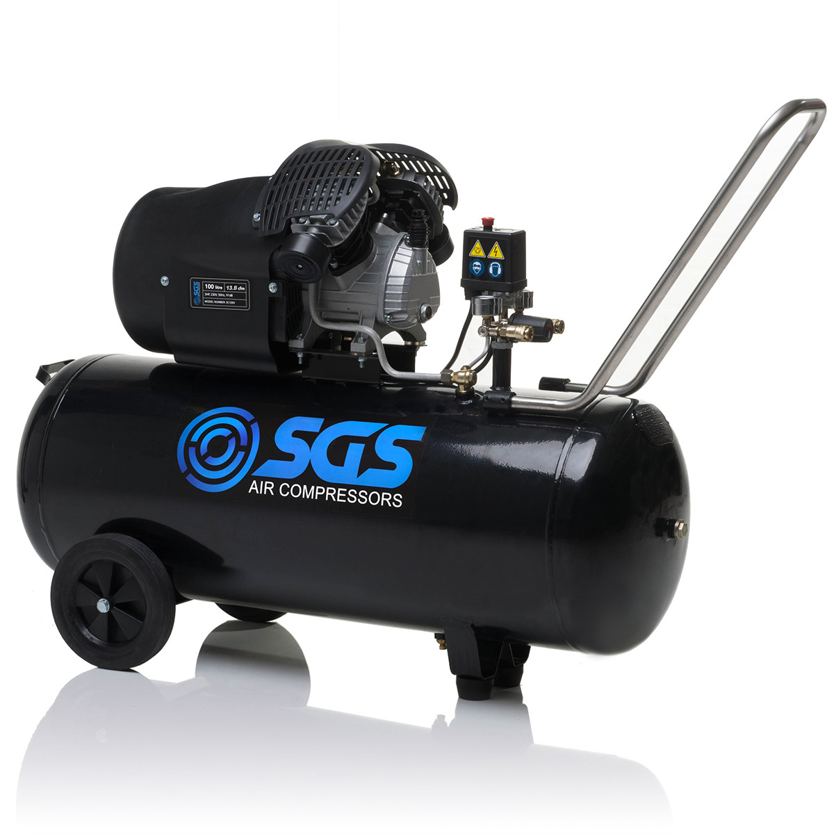 SGS 100 Litre Direct Drive Air Compressor & 71pcs Air Tool Kit - 13.8CFM 3.0HP 100L
